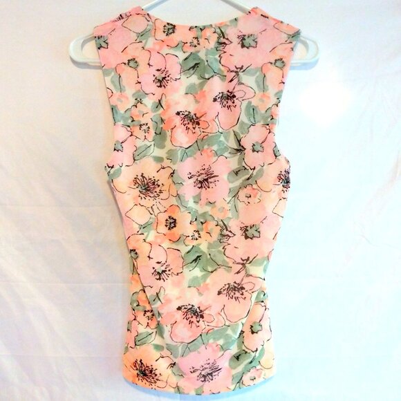 A New Day Ruched Pastel Floral Sleeveless Top M Coquette Romantic Cottagecore - Picture 4 of 8